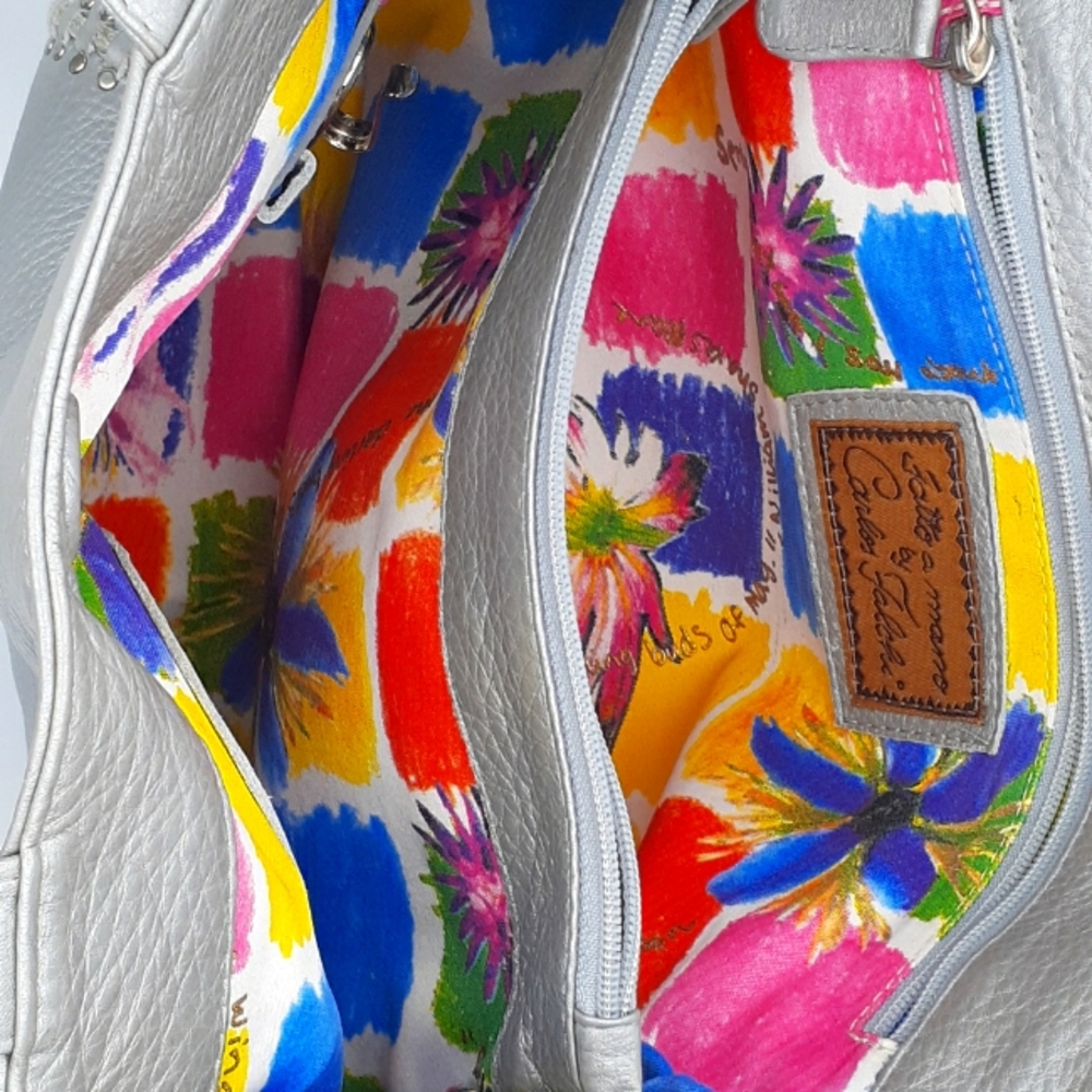 Carlos Falchi Silver Leather Bag